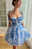 High Quality Chiffon Floral Print Homecoming Dresses, HZ0307