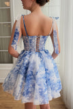 High Quality Chiffon Floral Print Homecoming Dresses, HZ0307