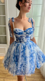High Quality Chiffon Floral Print Homecoming Dresses, HZ0307