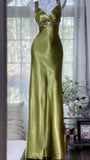 High Quality Green Sheath Satin Graduation Prom HZ0307