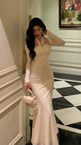 High Quality Italian Satin Mermaid Prom Dresses Bodycon Office Lady HZ0307