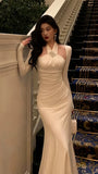 High Quality Italian Satin Mermaid Prom Dresses Bodycon Office Lady HZ0307
