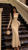 High Quality Italian Satin Mermaid Prom Dresses Bodycon Office Lady HZ0307