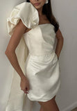 High Quality Ivory Satin Mini Homecoming HZ0307