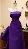 High Quality Purple Strapless Prom Dresses Long Evening Graduation Dress With HZ0307