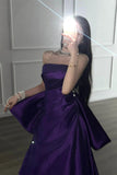 High Quality Purple Strapless Prom Dresses Long Evening Graduation Dress With HZ0307