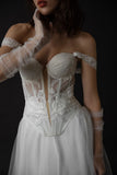 High Quality White Bridal Dresses Off The Shoulder Appliques Wedding HZ0307