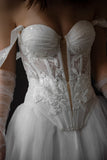 High Quality White Bridal Dresses Off The Shoulder Appliques Wedding HZ0307