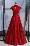 High Neck Red Long Formal Dress with Key HZ0307