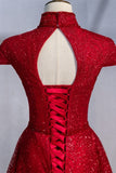 High Neck Red Long Formal Dress with Key HZ0307