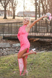 High Neck Tight Sequins Long Dress with HZ0307