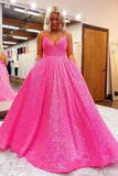 Sparkle Pink Sequins Prom Dresses Evening Ball HZ0307