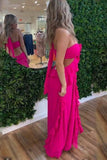 Hot Pink Halter Floral Chiffon Prom Dresses Ruffle Evening Party Dress, HZ0307