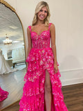 Sparkle Lace Sequin Ruffle Long Prom HZ0307