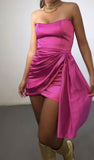 Hot Pink Strapless Homecoming Dresses Sleeveless Mini Cocktail Dresses, HZ0307