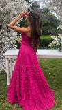 Hot Pink Sweetheart A-Line Tulle Prom HZ0307