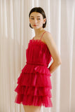 Hot Pink Tiered School Dance Dress Spaghetti Straps Homecoming Dresses, HZ0307