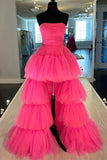 Hot Pink High Low Strapless Party HZ0307