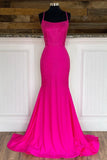 Hot Pink Mermaid Long Formal Dress with Tie HZ0307