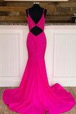 Hot Pink Mermaid Long Formal Dress with Tie HZ0307