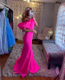 Hot Pink Off the Shoulder Mermaid Long Formal Dress with HZ0307