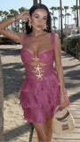 Hot Pink Sleeveless Mini Homecoming Dress, Short Party HZ0307