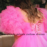 Hot Pink Tulle Homecoming Dresses A-Line Mini Party Gown, HZ0307