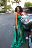LTP1264,Hunter Green Satin Prom Dresses, Strapless Maxi Long Dress with Side HZ0307