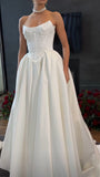 Illusion Strapless Applique Wedding Dress, Beaded Sleeveless Bridal Gown, HZ0307