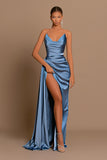 LaylaTailor Shop Illusion design blue satin prom dresses, sleeveless prom dresses HZ0307
