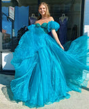A-Line Organza Beaded Long Prom Dress Evening Formal HZ0307