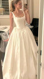 Ivory A-line Wedding Dresses Pearl Beaded Bridal HZ0307