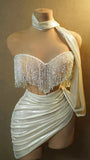 Ivory Beaded Tassel Homecoming Dresses Mini Sexy Party Cocktail Dress Dance HZ0307