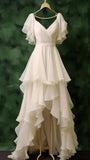 Ivory Chiffon Prom Dresses Ruffle Hi-Lo Evening Party HZ0307