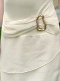 Ivory Chiffon Ruffle Party Dress Irregular Elegant Evening Prom HZ0307