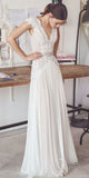 Ivory Lace V-Neck Wedding Dresses Sheath Long Bridal HZ0307