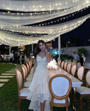 Ivory Organza Ruffle Long Prom HZ0307