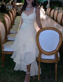 Ivory Organza Ruffle Long Prom HZ0307