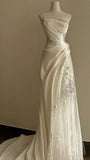 Ivory Sheath Wedding Gown, Sleeveless Lace Bridal Wedding Dress, HZ0307