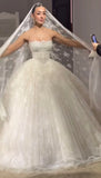 Ivory Strapless Tulle Lace Wedding Dress Elegant Bridal Wedding HZ0307