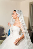 Ivory Strapless Tulle Lace Wedding Dress Elegant Bridal Wedding HZ0307