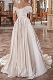Ivory A-Line Satin Wedding Dresses High Quality Appliques Bridal HZ0307