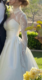 Ivory Wedding Dresses A-line Satin Lace Bridal Wedding HZ0307