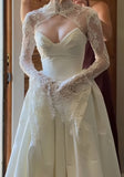 Ivory Wedding Dresses A-line Satin Lace Bridal Wedding HZ0307