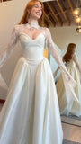 Ivory Wedding Dresses A-line Satin Lace Bridal Wedding HZ0307