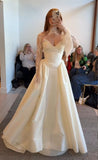 Ivory Wedding Dresses A-line Satin Lace Bridal Wedding HZ0307