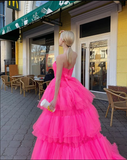 LTP0948,Princess A Line High Low Strapless Pink Long Prom/Evening Dress HZ0307