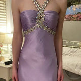 LTP1364,Light purple satin beaded long prom evening HZ0307
