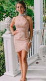 LTP1438,Cute halter bodycon lace blue pink beaded homecoming HZ0307