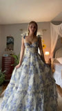 LTP1617,Fairy Tales Printed Sleeveless A-Line Prom Dresses Long Evening Party HZ0307